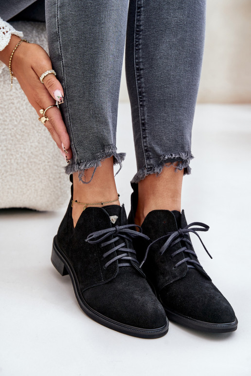 Zazoo 2959 seemisnakhsed jalatsid Oksfordki nööritavad laiade nööridega Must