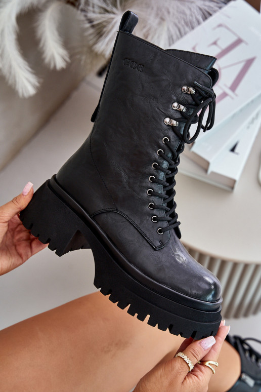 naiste saapad säärsaapad  voodriga GOE OO2N4121 Must