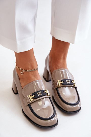 Laque jalatsid  kõrge jämeda kontsaga kaunistustega Artiker 55C1054 beeži värvi