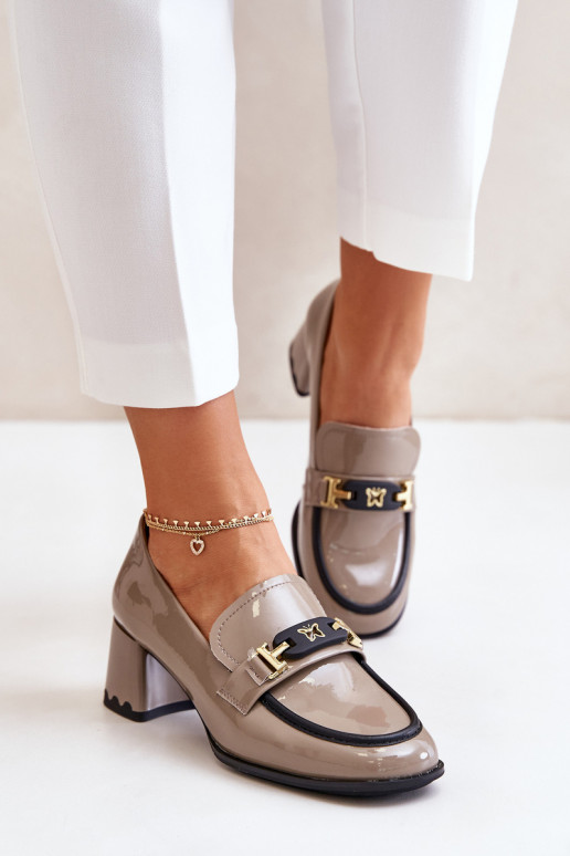 Laque jalatsid  kõrge jämeda kontsaga kaunistustega Artiker 55C1054 beeži värvi Laque jalatsid  kõrge jämeda kontsaga kaunistustega Artiker 55C1054 beeži värvi