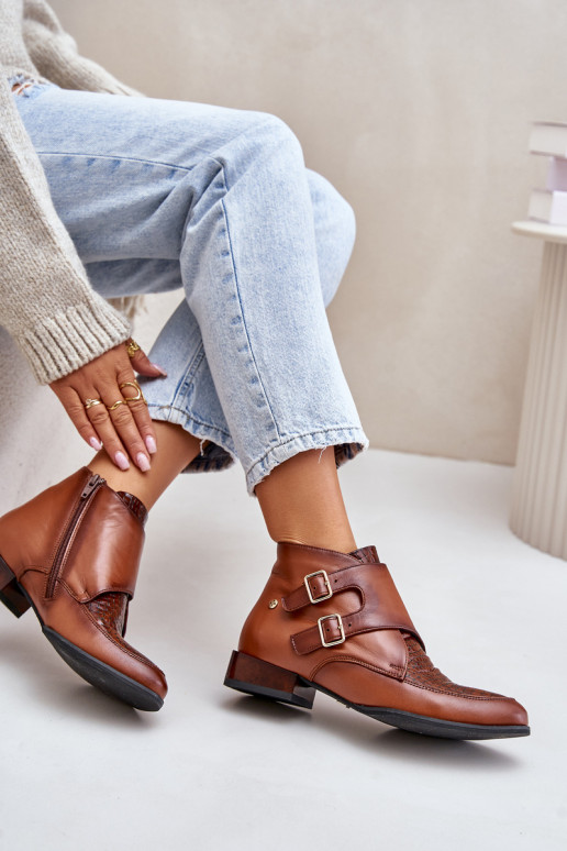 naiste saapad  neetide ja pandlaga  06696-02 pruunid värvi