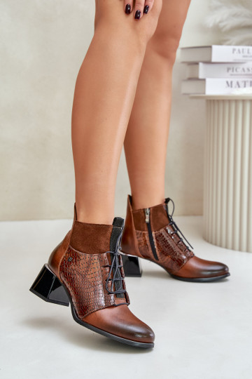 Zazoo 60503 naiste saapad kõrge jämeda kontsaga voodriga pruunid värvi