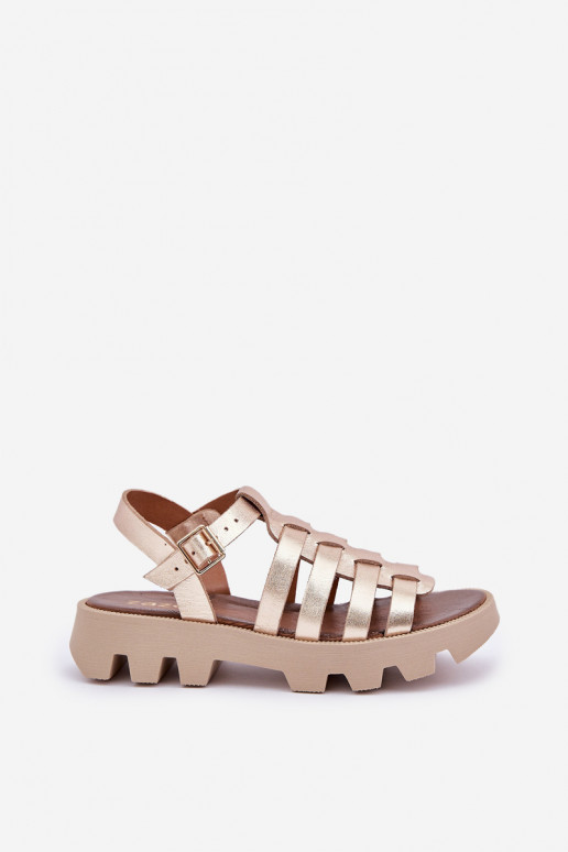 Zazoo 3695 naiste sandaalid kuldse värviga