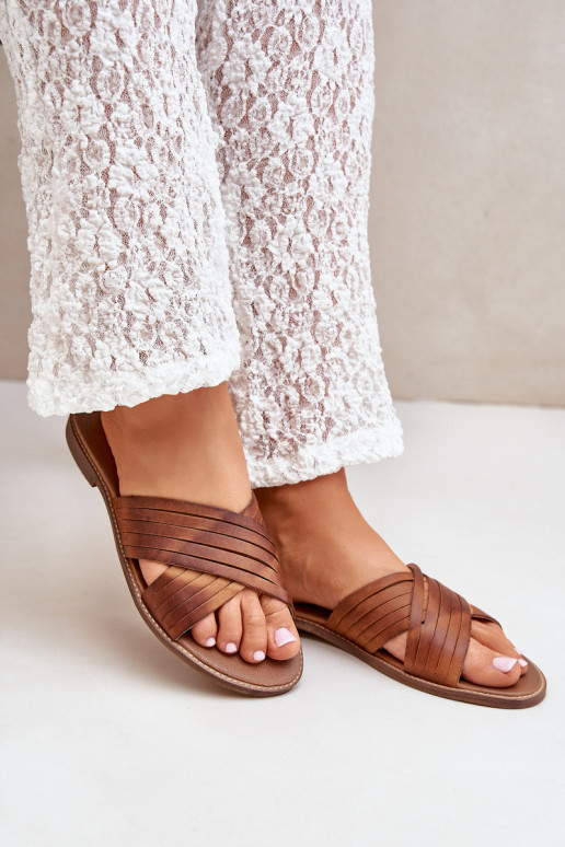 LeĮskis Shoes 3682 naiste nahksussid pruuni värviga