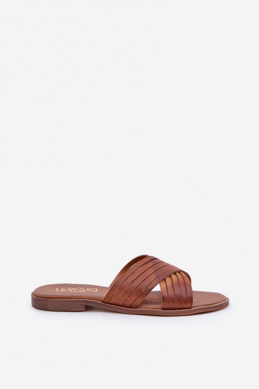 LeĮskis Shoes 3682 naiste nahksussid pruuni värviga