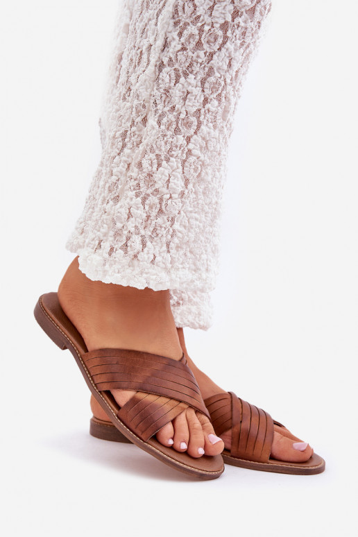 LeĮskis Shoes 3682 naiste nahksussid pruuni värviga