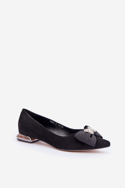 Elegantne naiste sametist ballerinad lipsudega Laura Messi 2893 musta