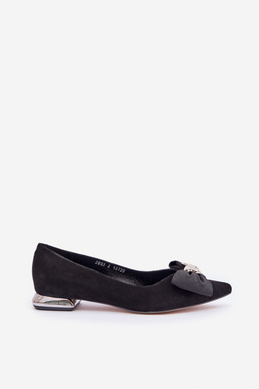 Elegantne naiste sametist ballerinad lipsudega Laura Messi 2893 musta