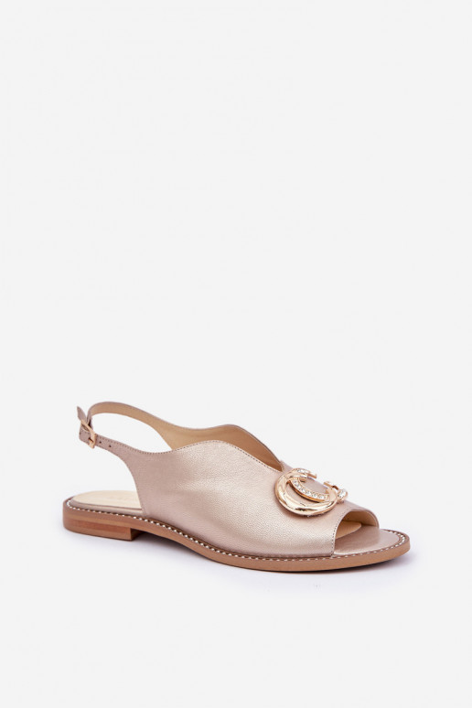 Naistesandaalid  laiade nööridega kaunistustega Laura Messi 2865 Kuldset värvi
