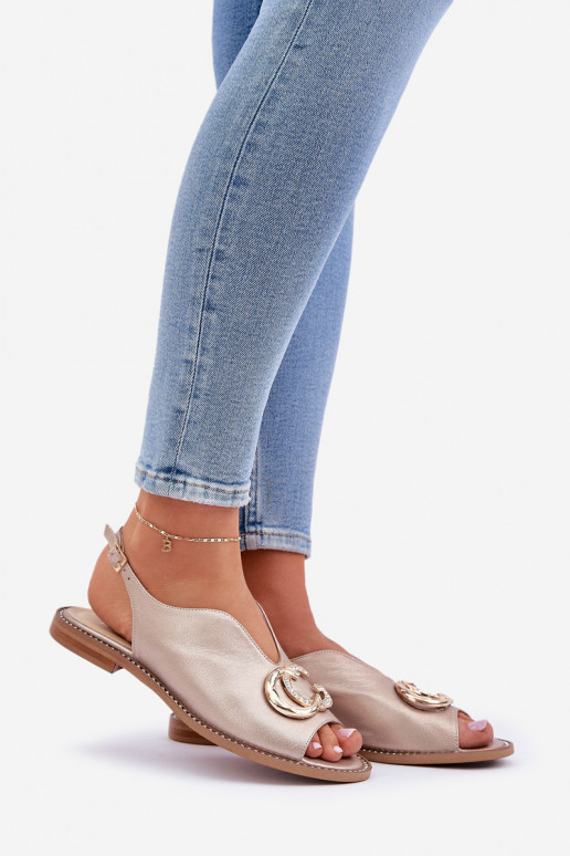 Naistesandaalid  laiade nööridega kaunistustega Laura Messi 2865 Kuldset värvi
