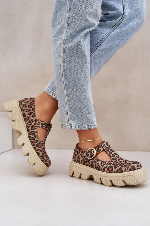 seemisnakhsed jalatsid neetide ja pandlaga leopardimustriga Zazoo 20183 pruunid värvi