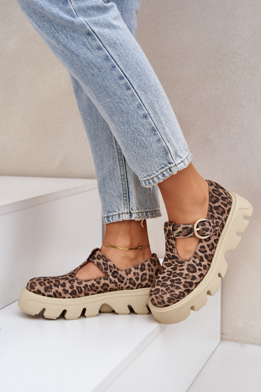 seemisnakhsed jalatsid neetide ja pandlaga leopardimustriga Zazoo 20183 pruunid värvi