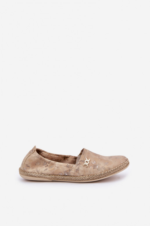 Elegantsed Seemisnahast espadrillid lilledega  Zazoo 10177 beeži värvi