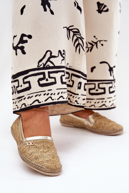 Elegantsest stiilis nahast espadrillid punumisega Zazoo 10178 liivakuldne