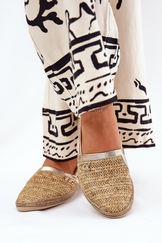 Elegantsest stiilis nahast espadrillid punumisega Zazoo 10178 liivakuldne