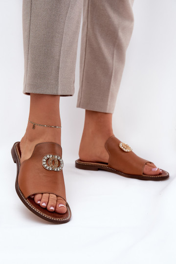 Elegantsed Plätud naturaalsest nahast  kaunistustega Zazoo 3008 Camel 2