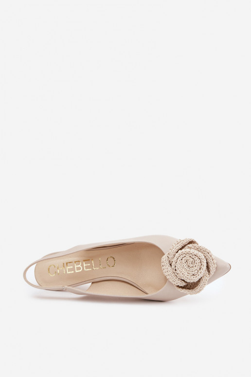   Elegantsed Kingad kõrge jämeda kontsaga CheBello 4666 beeži värvi