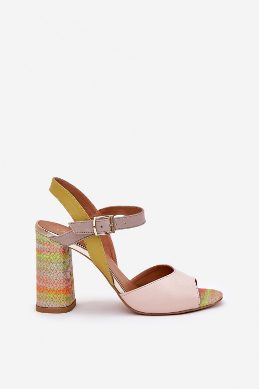 Elegantsed sandaalid kõrge jämeda kontsaga Laura Messi 2136 Mitmevärvilised   Elegantsed sandaalid kõrge jämeda kontsaga Laura Messi 2136 Mitmevärvilised