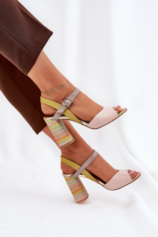 Elegantsed sandaalid kõrge jämeda kontsaga Laura Messi 2136 Mitmevärvilised   Elegantsed sandaalid kõrge jämeda kontsaga Laura Messi 2136 Mitmevärvilised