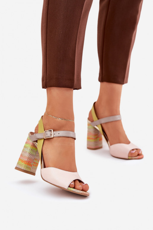 Elegantsed sandaalid kõrge jämeda kontsaga Laura Messi 2136 Mitmevärvilised   Elegantsed sandaalid kõrge jämeda kontsaga Laura Messi 2136 Mitmevärvilised