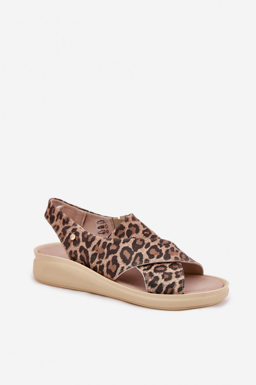 Zazoo 40392 naisten sandaalid leopardimustriga pruun värvi