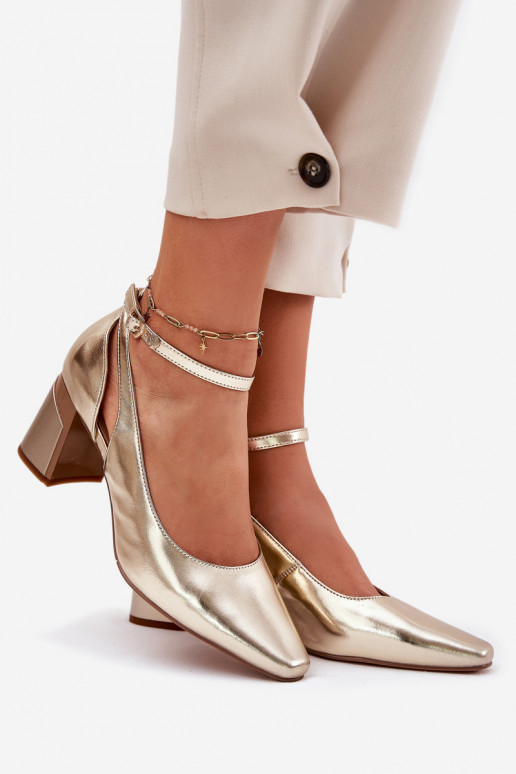   Kingad kõrge jämeda kontsaga  K6816-25 Kuldset värvi