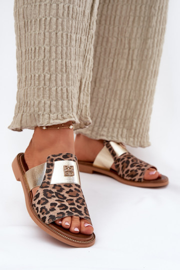 Elegantsed Sussid naturaalsest nahast laiade nööridega Zazoo 40423 leopardimustriga 2