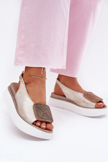 Zazoo 1786 Naistesandaalid   platvormiga kaunistustega Kuldset värvi Przecierany 2