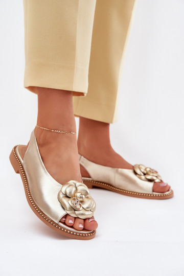   Madalad sandaalid kaunistustega CheBello 4642 Kuldset värvi