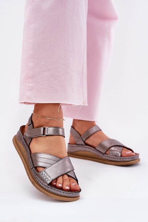 Naistesandaalid   platvormiga  L7064-35 halli värvi Naistesandaalid   platvormiga  L7064-35 halli värvi