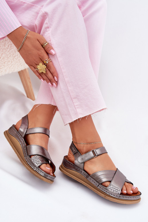 Naistesandaalid   platvormiga  L7064-35 halli värvi Naistesandaalid   platvormiga  L7064-35 halli värvi