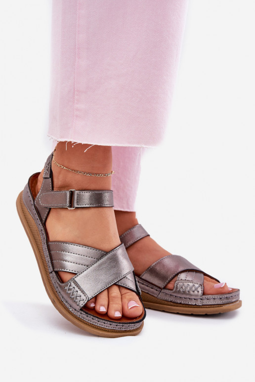 Naistesandaalid   platvormiga  L7064-35 halli värvi Naistesandaalid   platvormiga  L7064-35 halli värvi