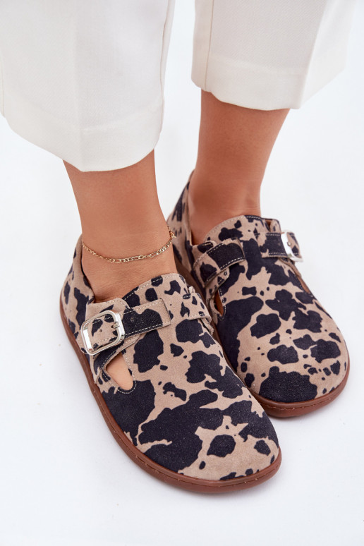 seemisnakhsed jalatsid Barefoot  neetide ja pandlaga Łaty Zazoo N1261 pruunid värvi-beeži värvi