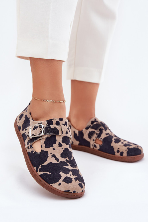 seemisnakhsed jalatsid Barefoot  neetide ja pandlaga Łaty Zazoo N1261 pruunid värvi-beeži värvi