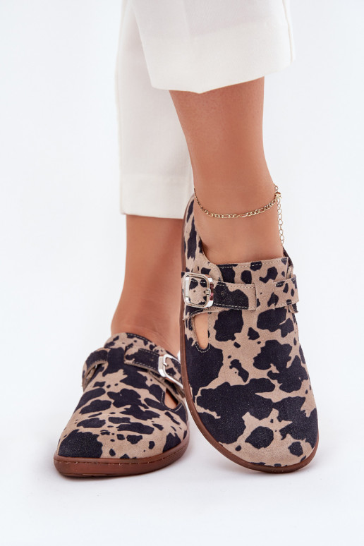 seemisnakhsed jalatsid Barefoot  neetide ja pandlaga Łaty Zazoo N1261 pruunid värvi-beeži värvi