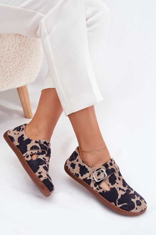 seemisnakhsed jalatsid Barefoot  neetide ja pandlaga Łaty Zazoo N1261 pruunid värvi-beeži värvi