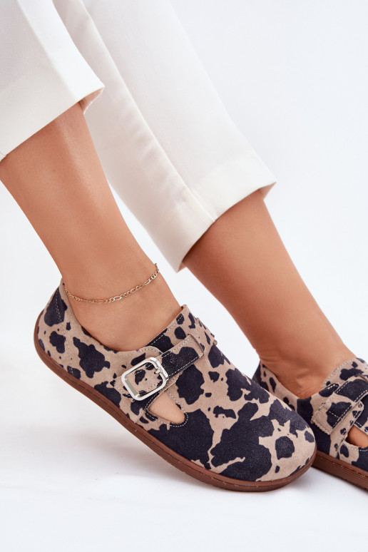 seemisnakhsed jalatsid Barefoot  neetide ja pandlaga Łaty Zazoo N1261 pruunid värvi-beeži värvi