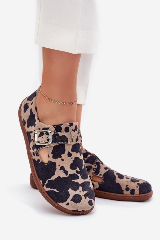 seemisnakhsed jalatsid Barefoot  neetide ja pandlaga Łaty Zazoo N1261 pruunid värvi-beeži värvi