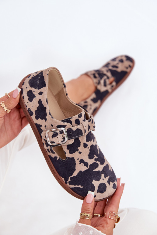 seemisnakhsed jalatsid Barefoot  neetide ja pandlaga Łaty Zazoo N1261 pruunid värvi-beeži värvi