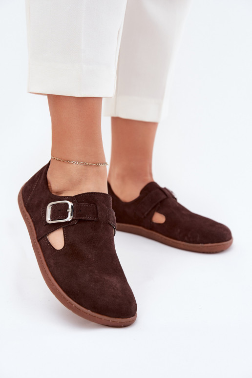 seemisnakhsed jalatsid Barefoot  neetide ja pandlaga Łaty Zazoo N1261 Czekoladowe