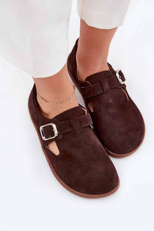 seemisnakhsed jalatsid Barefoot  neetide ja pandlaga Łaty Zazoo N1261 Czekoladowe