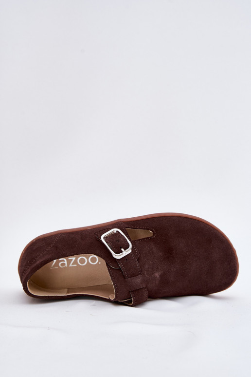 seemisnakhsed jalatsid Barefoot  neetide ja pandlaga Łaty Zazoo N1261 Czekoladowe