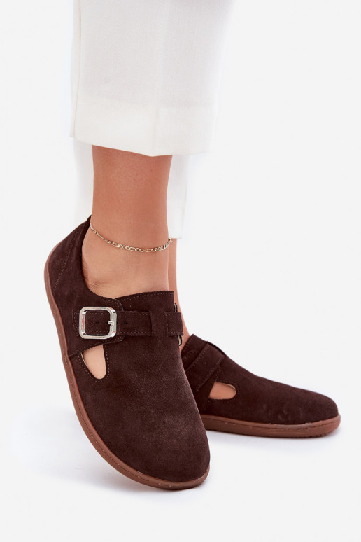 seemisnakhsed jalatsid Barefoot  neetide ja pandlaga Łaty Zazoo N1261 Czekoladowe