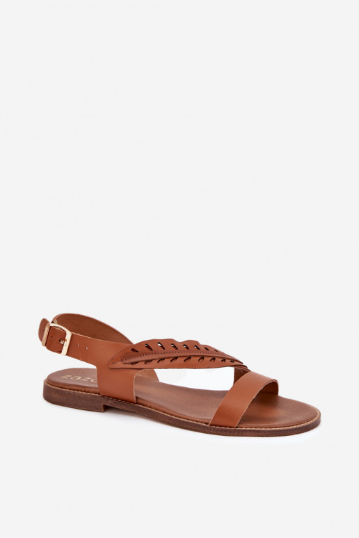 Naistesandaalid Z Naturalnej Skóry laiade nööridega Zazoo 3564 Camel Naistesandaalid Z Naturalnej Skóry laiade nööridega Zazoo 3564 Camel
