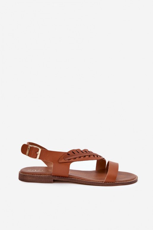 Naistesandaalid Z Naturalnej Skóry laiade nööridega Zazoo 3564 Camel Naistesandaalid Z Naturalnej Skóry laiade nööridega Zazoo 3564 Camel
