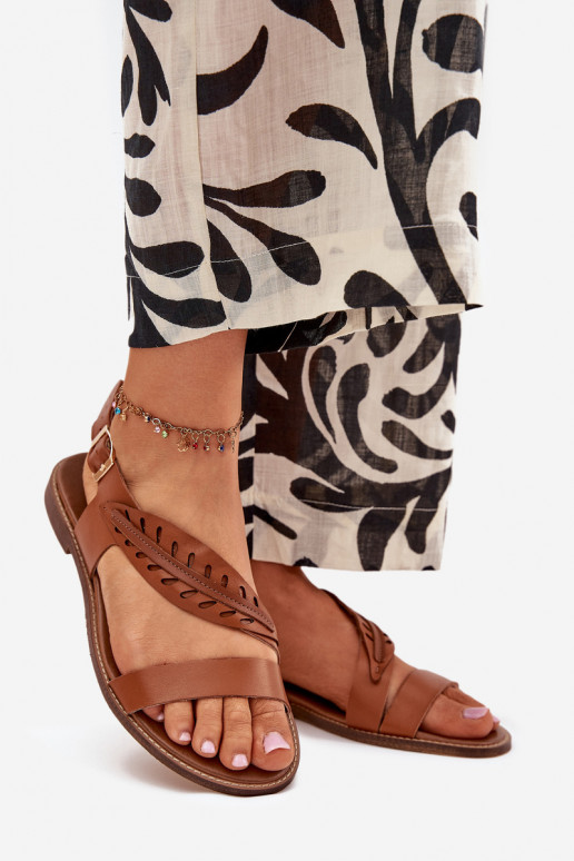 Naistesandaalid Z Naturalnej Skóry laiade nööridega Zazoo 3564 Camel Naistesandaalid Z Naturalnej Skóry laiade nööridega Zazoo 3564 Camel