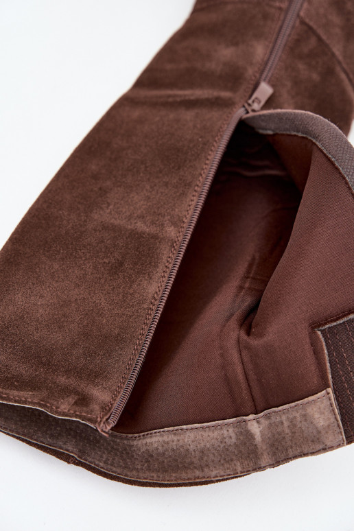 seemisnakhsed pika säärega saapad kõrge jämeda kontsaga  Czekoladowe Lissara