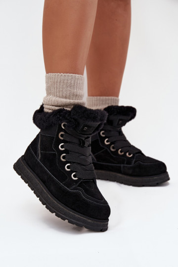 seemisnakhsed nööpidega lumesaapad jalanõud  platvormiga karusnahaga Big Star SS274369 Must 2