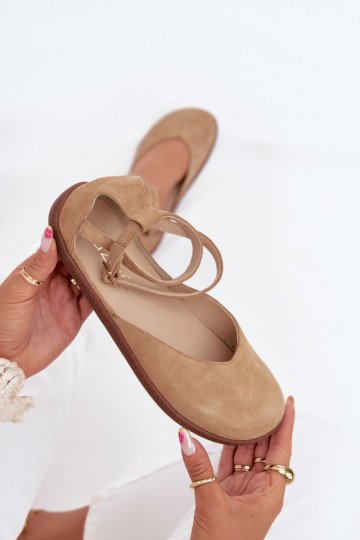 Seemisnahast baleriinad  Barefoot Triipudega Zazoo 191 beeži värvi 2
