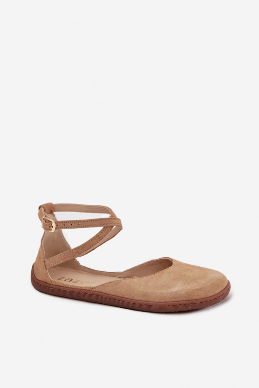 Seemisnahast baleriinad  Barefoot Triipudega Zazoo 191 beeži värvi Seemisnahast baleriinad  Barefoot Triipudega Zazoo 191 beeži värvi